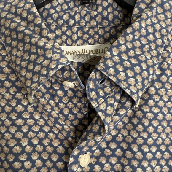 Vintage Banana Republic men’s micro floral print shirt size XL - Picture 8 of 9